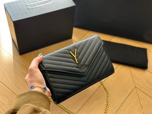 Axelväska designer väska kvinnors handväska svart kaviar väska guldkedja påse klassisk flip lyx handhållen lyx crossbody väska 23 cm woc höljespåse