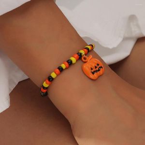 Strand Halloween Pumpkin Linght Wiselant Handmad Bracelets Hip Hop for Women Girl Kids Party