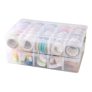 Tape Dispenser Crafts Organizer Storage Box For Washi Tape Art Supplies And Sticker 15 Compartments Clear 231129