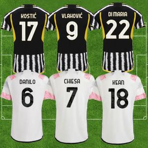 2023 Juve Jerseys 2023 2024 Home Milik Di Maria Vlahovic Kean Pogba Chiesa Soccer Jersey Locatelli Kostic Rabiot Kids Football Sale