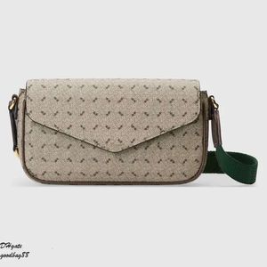 Mini Designer Old Flower Crossbody Envelope Flap Shoulder Bag Handbag Clutch Wallet Purse Top Mirror Quality Canvas Leather Cotton