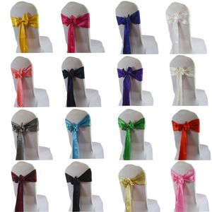 Sashes 50pcs 15*275cm Satin Chair Sashes Banquet Bow Tie Band For Wedding Birthday Party Hotel Home Chairs Decoration Event Supplies