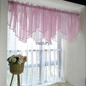 Window Treatments# Hellrosa, durchsichtiger Kaskadenvorhang für die Küche, extra breit, Behandlung, weiß, schäbig, gerüscht, Volant, Tier-Drapesvaiduryb