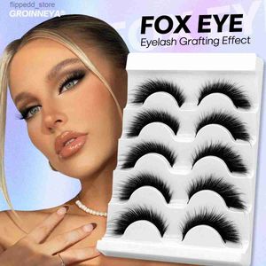 つるまつげgroinneya natural false lashes cat eye lashesフルストリップラッシュ翼の端の目は細長い偽のまつげq231129