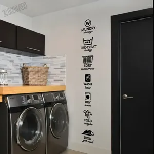 Wall Stickers Laundry Room Decal Quote Wash Dry Fold Iron Bathroom Art Sticker Waterproof Murals For Shop Wimdows Y283