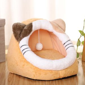 Esteiras cama para gato casa de cachorro aconchegante calmante dobrável tenda de lã caverna ninho capa camas para animais de estimação pequenos e médios lavável aquecimento canil de dormir