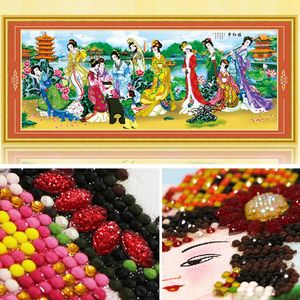 Stitch 163x65cm Special Shaped Drill 12 Figures Beauty Chinese Diamond Embroidery Needlework Cross Stitch Set Resin Diamond Painting 5d