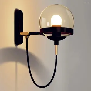 Настенный светильник, современный стеклянный шар для гостиной, спальни, лофта, скандинавский прикроватный светильник, промышленные светильники для ванной комнаты, зеркало