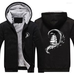 Mäns jackor Riding The Storm Sailing Hoodies Jacket för män Sea Boat Sail Ship Pirate Anchor Yacht Thick Fleece Coat Sweatshirt Överdimensionerad