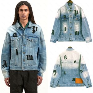 Palms Palm Angel PA 23FW Designer Mens Denim Jacket Woman Casual Loose Jackets Classic Wash Ytterkläder Outsize Par Stylist Streetwear Hip Hop Clothing Angels AAA