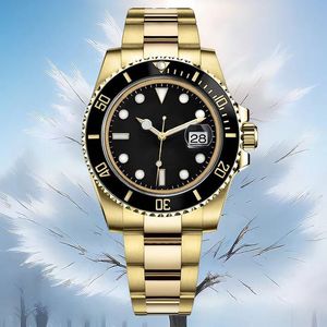 armbandsurmaskiner Automatisk klocka Mens Titta på 40mm Sapphire Waterproof Black Dial Ceramic Bezel Clean Watch Golden Stainless Steel Watch Luxury With Box