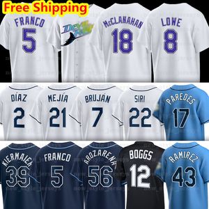 56 Randy Arozarena Baseball Jerseys Tampa Bay Shane McClanahan Vidal Brujan Wander Franco Kevin Kiermaier Pete Fairbanks Jason Adam Jose Siri Brandon Lowe