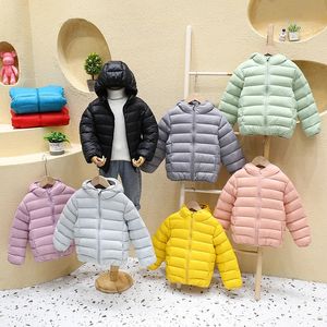 Down Coat Girls Warm Lightweight Jackets Kids Hooded Casual Outerwear Children's Trends Overcoat Boys Winter Autumn Cotton Clothing 231129