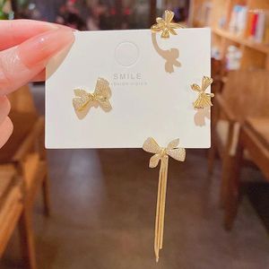 Stud Earrings Korean Sparkling Zircon Flower Butterfly Ear Cuff Without Piercing Tassel Clip For Women Simple Fine Jewelry
