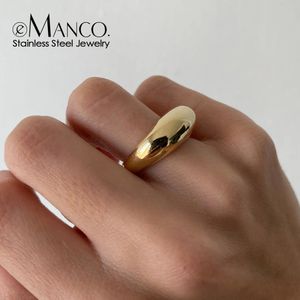 Anéis de casamento moda anéis de aço inoxidável para mulheres ouro cor arco anéis geométrico jóias presente atacado 8mm 231128