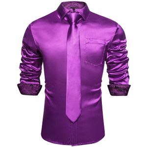 Herren-Freizeithemden, Herren-Hemden aus violettem Satin, luxuriöse Hemden aus Seide, glatt, verschmutzt, für Hochzeit, Party, Gesellschaft, Smoking, Abschlussball, Hemd, Langarm, Oberteil, lässig, Herren, Stoff, 231128