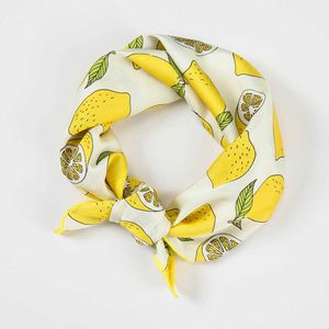 Halsdukar Ljus färg Vår Sommar Liten fyrkantig Sidenscarf För Kvinnor Halsduk för kvinnor Tryckt Citron Hår Scarf Flickor Sjal 50X50CM J230428