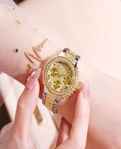Three Eyes Ladies bracelet full of diamond fashionable ladies waterproof quartz watch gift3289852