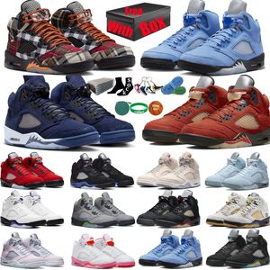 With Box 5 Basketball Shoes For Men Women 5s Plaid Racer Blue Bird Concord Aqua Midnight Navy Georgetown Green Photon Dust UNC Light Bone Mens Trainers Sports Sneakers