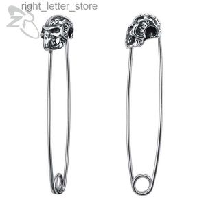 Stud ZS Rock Roll Pin Orecchini a bottone Teschio Hip Hop Gioielli in acciaio inossidabile per uomo Donna 1 paio Rock Roll Biker Ear Stud Gioielli YQ231128