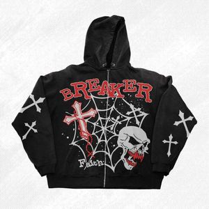 Erkek Amerikan Y2K Goth Sweatshirt Yeni Lüks 2023 Kafatası Tasarımı Genel Kapşonlu Sweatshirt Uzun Kollu Hoodie L231129'un yalnızlığını yok ediyor