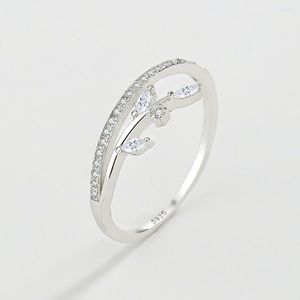 Cluster Rings S925 Серебряное серебро простая ветвь, полная алмазного японского кольца, женский инкрустанный темперамент, корейский ювелирный подар