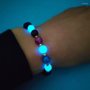 Charm Bracelets Handmade Multicolor Natural Volcanic Stone Luminous Bracelet Fashion Glow In The Dark Beads Women Jewelry