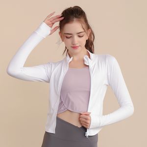 2023 NEW YOGA COAT WOMINS'S FITNESSランニングスタンドアップネックジッパーカーディガンスポーツ長袖トップ秋