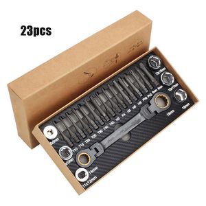 Schroevendraaier Multifunktionell spärrning Socket Wrench Set Box End Wrench Metric med Adapter Socket Screwdriver Wrench Kit Trädgårdsverktyg