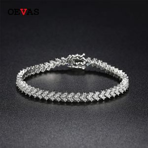 Kedja Oevas 100 925 Sterling Silver D Color Tennis Armband för kvinnor Square Diamond Bangle Luxury Party Fine Jewelry Gift 231129