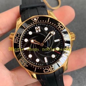 Super VS Factory Automatic Cal.8807 Watch Men's 42mm 300M Black Dial Men Yellow Gold 50th Anniversary 007 VSF Ceramic Bezel Rubber Strap Mechanical Watches
