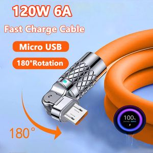 120 W 6A Elbow Micro USB 180 ° Rotacji płynny kabel silikon