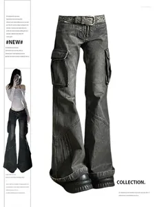 Damskie dżinsy kobiety workowate cargo vintage y2K 90s estetyczne duże dżinsowe spodnie 2000.