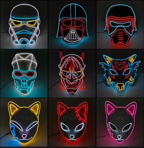 NEW Type Halloween LED Mask Glowing Neon EL Wire Costume DJ Party Light Up Masque Cosplay Q08068314683