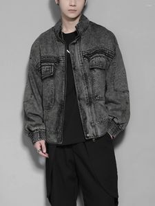 Men's Tracksuits Dark High Street Personality Retro Do Old Heavy Patchwork Casual Loose Denim Jacket Men