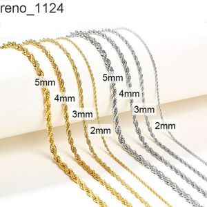 Заводская цепочка с витыми звеньями 2-5 мм, ожерелье из нержавеющей стали, золото, серебро, веревочные цепи для изготовления ювелирных изделий