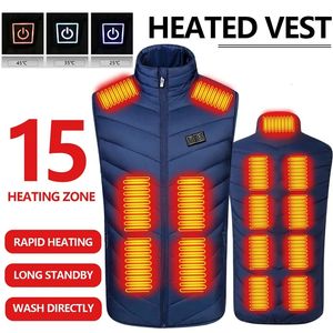 Men's Jackets 15areas Heated Jacket Fashion Men Women Coat Intelligent Usb Electric Heating Thermal Warm Clothes Winter Heated Vest Plus Size 231128