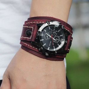 Natural cowhide bracelet watch men's and women's retro punk style jewelry genuine leather quartz couple gift