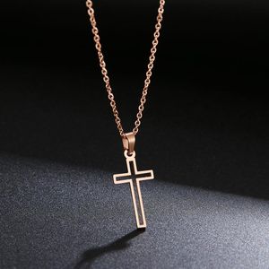 Stainless Steel Necklace For Women Lover's Gold And Silver Color Chain Cross Necklace Small Gold Cross Religious Jewelry237P