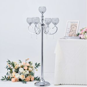 Candelabro da pavimento in argento a 5 bracci alto 47,25 pollici Centrotavola per matrimoni per tavoli Decorazioni di design elegante Cena Eventi per feste imake868