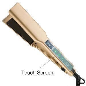 Hair Straighteners Touch Screen MCH Wide Plate Gold Brazilian Keratin Treatment 230 Professional Permanent Flat Iron Straightener 231128