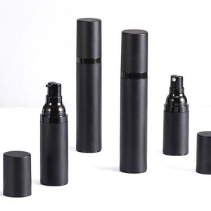 bottiglia di pompa per lozione cosmetica airless in plastica opaca vuota di lusso nera 15 ml 30 ml 50 ml Rbdak