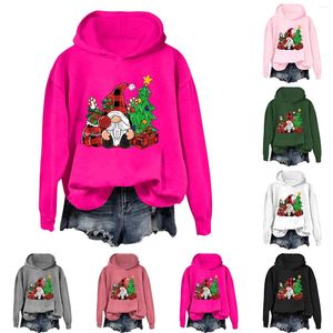 Gymkläder Kvinnor Gnome Print Jul Casual Hoodies for Women Button Long Jacket Winter Sweaters Womens Bulk