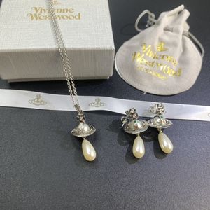 Tasarımcı Moda Vivienenn Westwoods İmparatoriçe Dowager Su Damlaları İnci Stereoskopik Satürn Kolye Nana Yüksek Sınıf Moda Neckchain