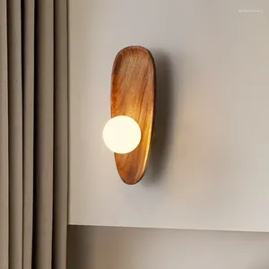 Lampa ścienna nowoczesne lite drewniane światło do sypialni schody w salonie ganek nordycki sconce dekoracja dekoracji oświetlenia luzu