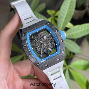 デザイナーri mliles luxury watchs wristwatch richa milles men's omeutatic watchカーボンファイバーホローテープワインバレルタイプ明るいパーソナルJXU5