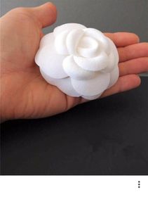 fabric flower DIY material Camellia white flower with sticker 10pcs a lot294S7323288
