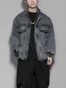 Survêtements pour hommes Dark Retro Personnalité Zipper Big Poches Design Sense Hip Hop Loose Jacket Denim Male Chic