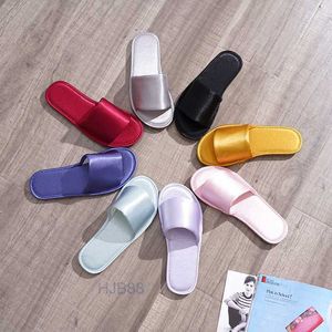 Loa4 Home Shoes Autumn and Winter Simulation Silk Cow Tendon Sole One Line Slippers for Women Multi-color Satin Anti Slip Soft Bottom Color Ding Cloth Diy Spring