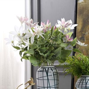 Dekorativa blommor Clematis Artificial Fake Silk vardagsrum matbord blommor arrangemang dekoration stycken